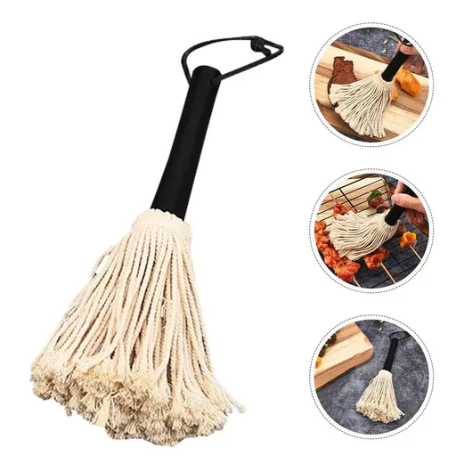 Masteelf Wooden Handle BBQ Basting Mop for Grilling with Cotton Brush and Wood .5 inches