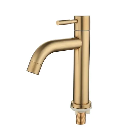 Solid Brass Single Handle Circular Faucet for Bathroom Sink | High Arc Faucet spout (Brushed Gold) Drain and Supply Line