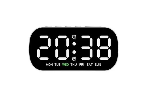 Electric Digital Alarm Clock LED Display Battery Backup Snooze Dual Alarm Clock - White