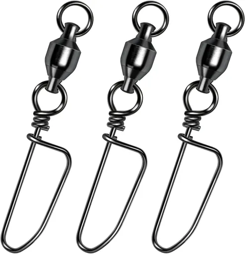 20-Pack Ball Bearing Swivels with Snaps, Fishing Snap Tackle Saltwater Freshwater Coastlock Snaps Barrel Swivel Leader Connector Downrigger Planer Release Clips #2-49lb