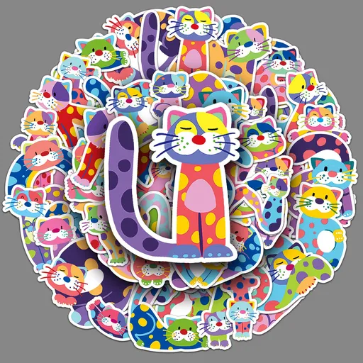 Cute Cartoon Water Bottle Stickers 50 PCS Waterproof Vinyl Stickers Laptop Notebook Cup Suitcase Phone (Cartoon Cat Letters)