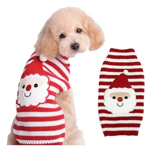 Dog Sweater Acrylic Knit Christmas Red and white Santa Claus Size: S; Neck (cm): 24-28; Bust (cm): 32-38; Back length (cm): 22-25; Recommended pet weight (kg): 2.5 - 4.5