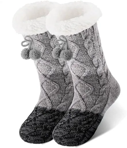 Women Slipper Fuzzy Socks, Non Slip Winter Warm Fluffy Fleece Lined Cozy Soft Thick Comfy Thermal Christmas Sock