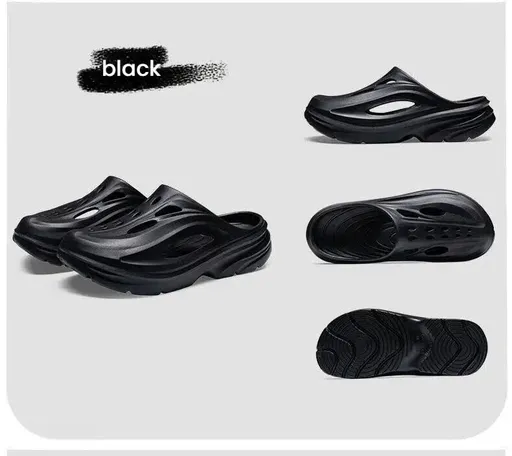 Men's Summer EVA Crocs with 3 Color Options - Breathable, Non-Slip, Comfortable Beach & Casual Sandals(black-41-42)