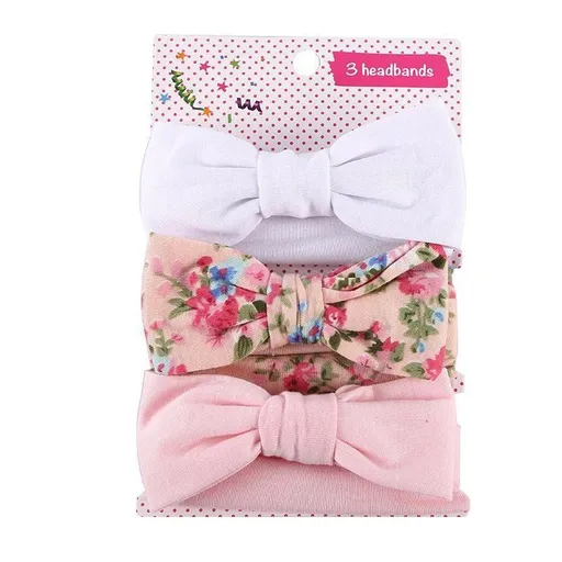 3PCS Soft Headband Wrap Set with Top Knot Single Bow Turban Style Hairbands - #1