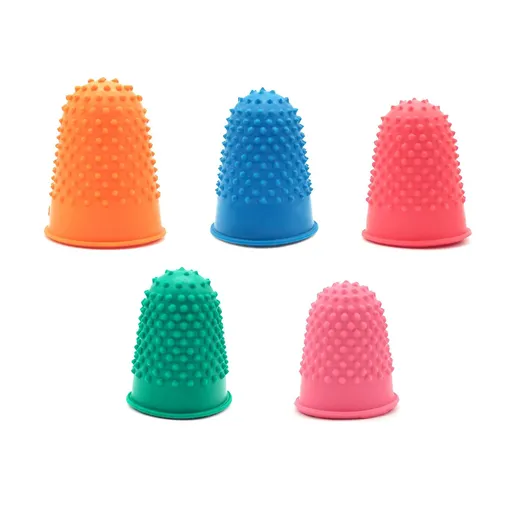 5pcs Rubber Finger Thimbles 5 Different Sizes Colors Finger Protector Covers Reusable Finger Protector Finger Pads Grips