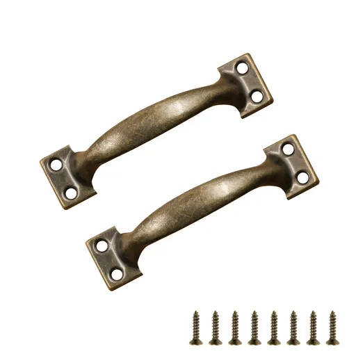 Cabinet Door Handles, Bronze Curved Gate Pulls, Vintage Drawer Pulls, Bow Handle Pulls Door Hardware for Door Dresser Pack of 2