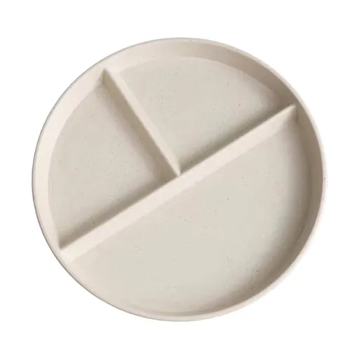 Wheat Straw Divided Dinner Plate, Reusable Microwave and Dishwasher Safe Meal Tray for Adults and Children, White