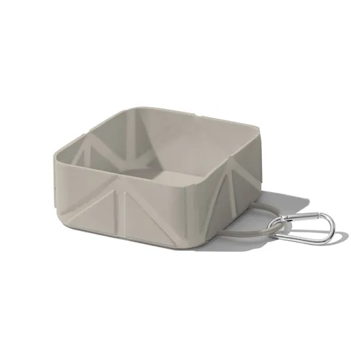 Collapsible Silicone Pet Bowl with Carabiner, Portable Food and Water Dish for Dogs and Cats, Travel and Hiking, Beige