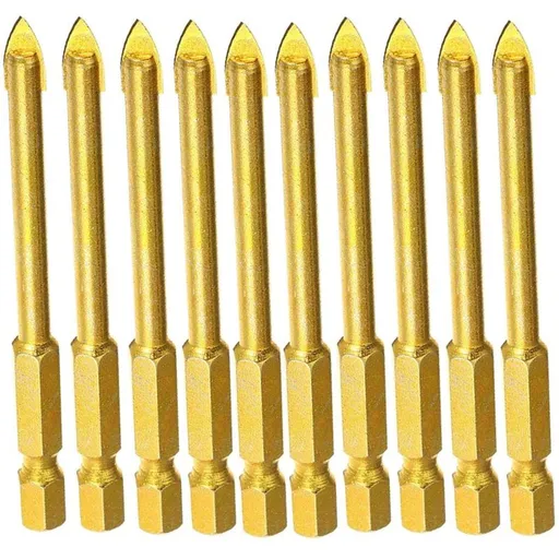 10 pcs 6Mm Tungsten Carbide Drill Bit Set With Flat Hex Shank For Mirror Porcelain Marble