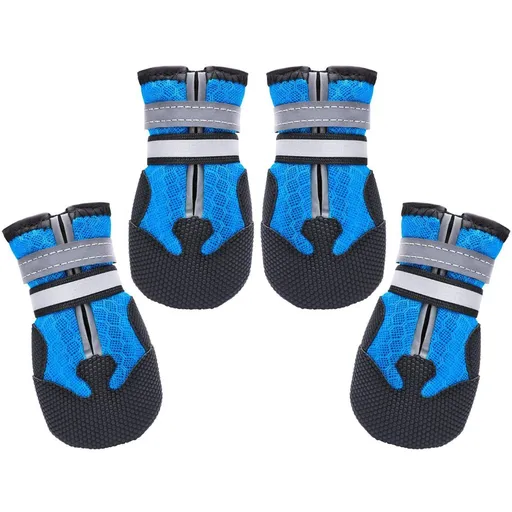 Breathable Dog Boots for Medium Large Dogs,Non-Slip Dog Shoes for Summer Hot Pavement,Lightweight Paw Protector Dog Booties for Outdoor & Indoor Hardwood Floors - Blue - Size L