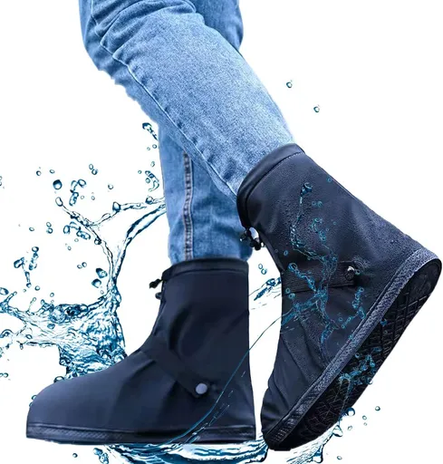Waterproof Reusable Anti-Slip Overshoes Size 38-39 Black 1 Pair