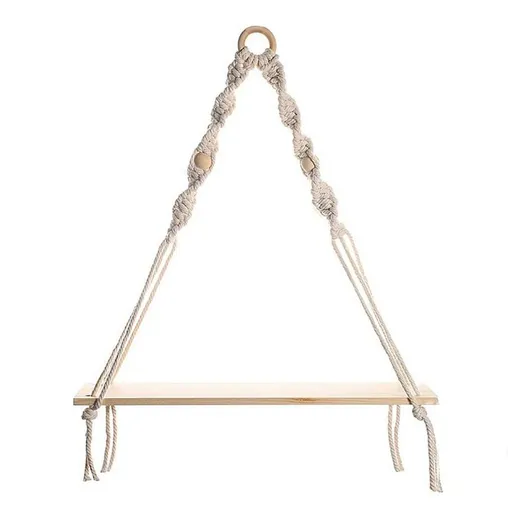 Wall Hanging Shelf - Boho Wood Shelves with Beads, Farmhouse Floating Rustic Plant