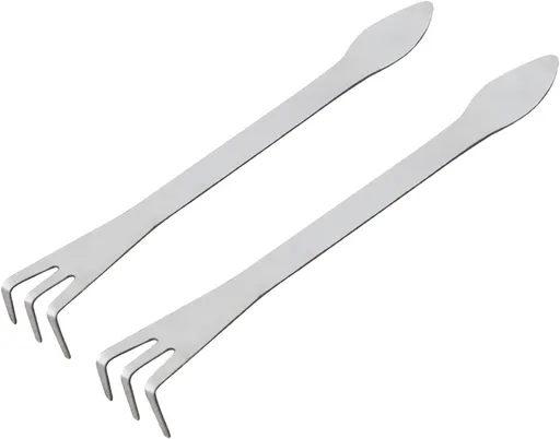 2 Pack Stainless Steel 3-Tine Root Rake Mini Candy Grip Handle Garden Tool