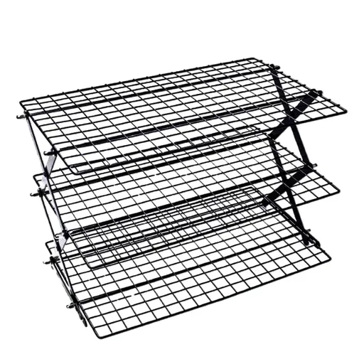3/4 Tier Camping Dining Rack Iron Shelf Portable Picnic Rack Foldable Storage Table - 3 Layers