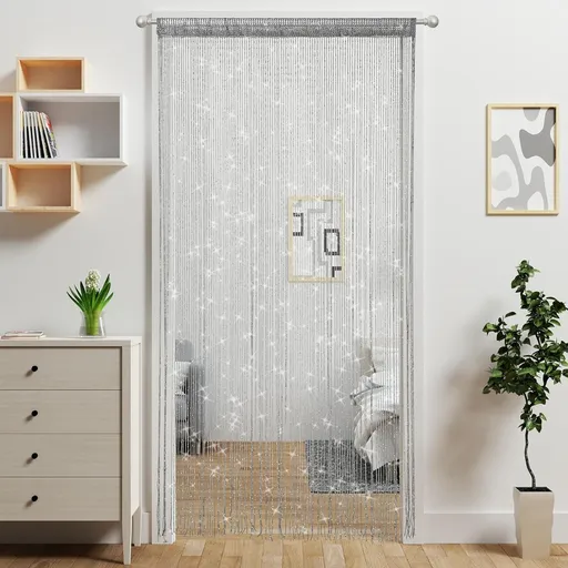 Fly curtain - Door curtain (100 × 200 cm) - Bead curtain - Hanging room divider - Bead decoration - Door cord - Screen door - Hippie glitter tassel panel - Wardrobe curtain - Window door - Window decoration - Sequins - Bohemian door tassel - Dark gre