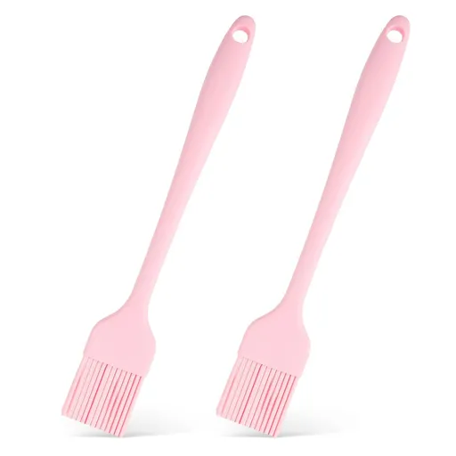 2 Pcs Silicone Pastry Basting Brushes, Heat Resistant Oil Brushes for Cooking Baking Frying BBQ, Pink Kitchen Brush