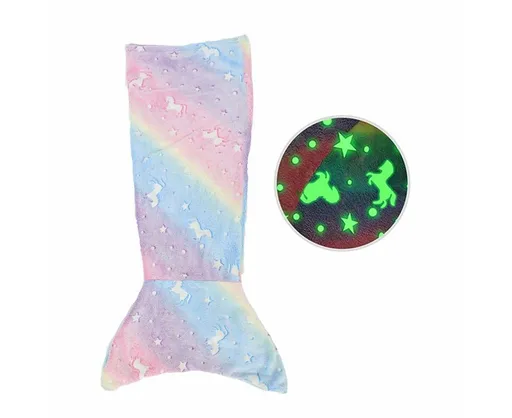 Blue Pink Mermaid Blanket Glow in The Dark Sleeping Bag Babies Birthday Gift Daughte