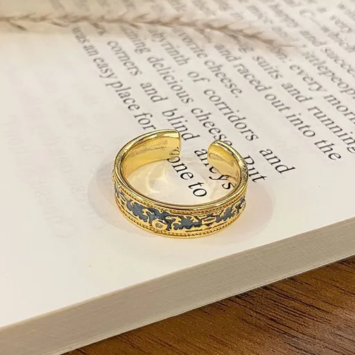 Premium Light‑Luxury Enamel Open Ring | Halloween Accessory Ornament | Drip‑Paint Pattern Versatile Ladies Band