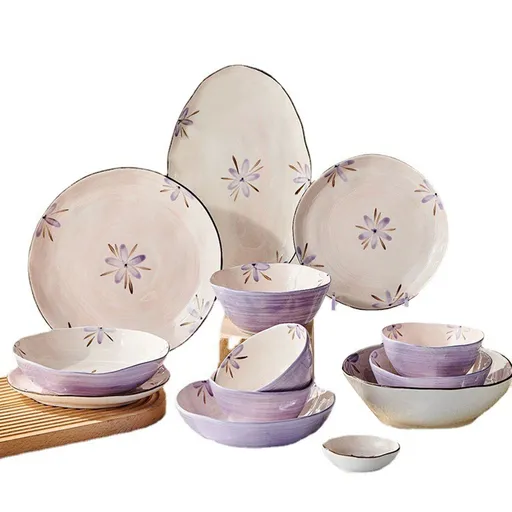 5in Beautiful Ceramic Bowl Purple Exquisite Ceramic Soup Bowls for Salad Pasta Rice Dessert