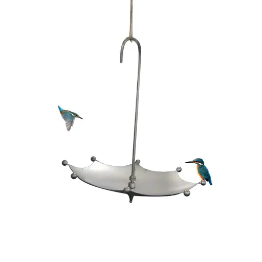 Umbrella Shaped Bird Trough Outdoor Retro Rusty Bird Feeder Bird Bath Hanging Bird Feeder Tray for Outdoors Garden Yard Decoration