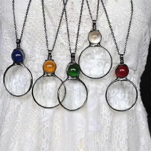 Magnifying Glass Necklace for Reading, Elderly Gift, Book Accessory green