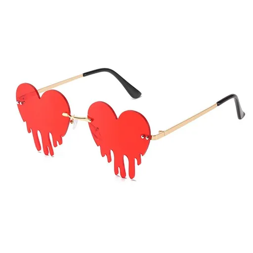 Red Dripping Flame Sunglasses for Women Men Heart Shades Halloween Costume Melting Rimless Party Glasses