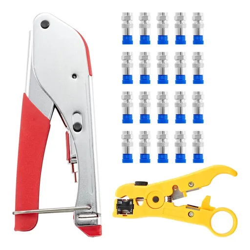 Coaxial Cable Crimper Coax Compression Tool Coaxial Cable Stripper for Cable Connector Cable Compression Tool Kit