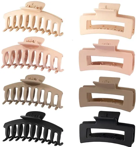 8 Pieces Rectangular Hair Grips 4.3 Inch - Anti-Slip - For Thick & Thin Hair