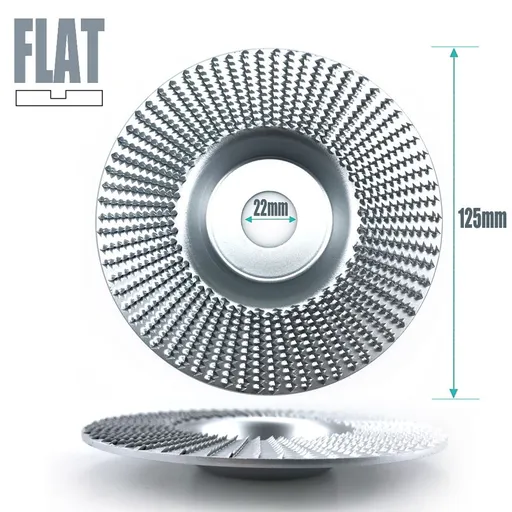 Angle Grinder Wood Carving Disc 125mm Flat Beveled Shaping Wheel for Woodworking DIY Polishing Deburring Root Carving Tea Tray Furniture Crafting (Flat Grinding Disc, Silver)