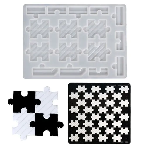 1 Set Checkers Board Silicone Mold 3D Chess Crystal Epoxy Casting Mold for Family Party Board Games Home Decoration Chess Pieces
