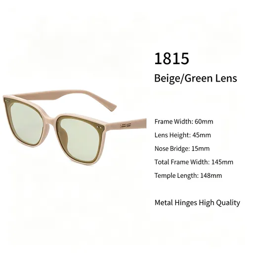 Warm Beige Frame Green Lens Cat Eye Sunglasses UV400 Protection, Cozy Earthy Casual Daily Match, Popular Christmas Holiday Gift
