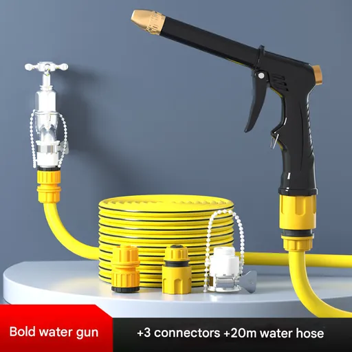 Yellow High-Pressure Car Wash Foam Gun & Hose Set - Adjustable Nozzle for Cleaning, Gardening & Pet Washing(20m)