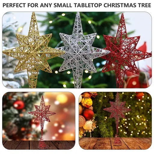 Christmas Tree Top Star Decoration Red Iron Elegant Design Party Decor