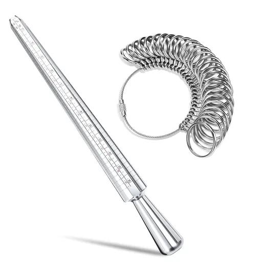Ring Sizer Measuring Tool, Aluminum Ring Mandrel Dual Measurement Size Metal Rings Sizers Tools Kit Adjuster for Women Men Rings