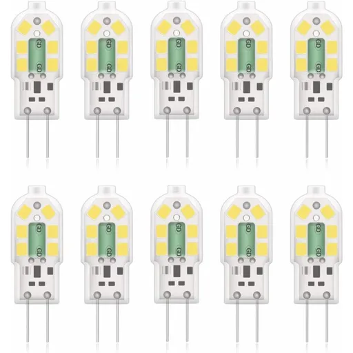 G4 2W LED Bulb, 20W Halogen Bulbs Equivalent, Cool White 6000K, 200Lm, 12X Smd, 12V Ac/Dc - Pack Of 10 [Energy Class A+]