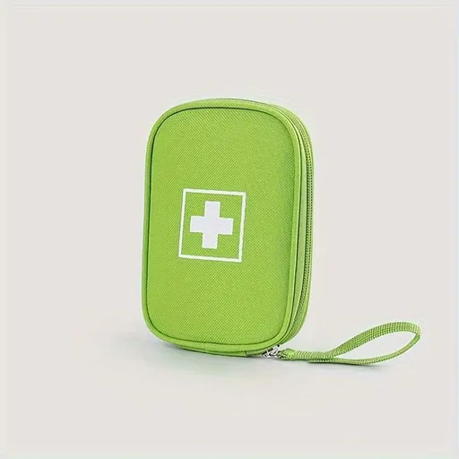 Small Portable Oxford Cloth Medicine Storage Bag, Solid Color Square Outdoor Pouch for Organizing Medications Green
