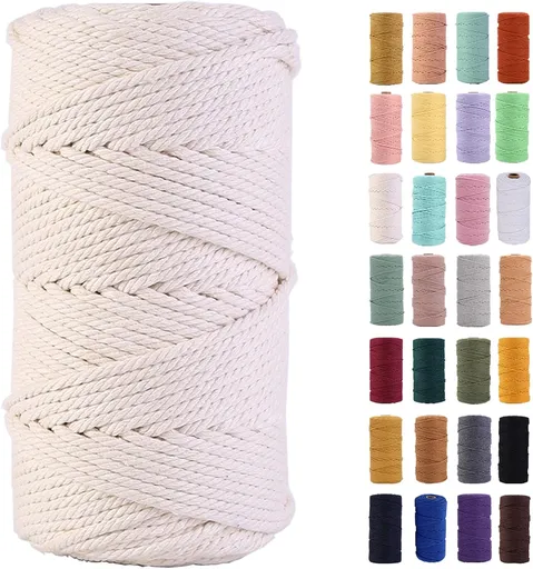 Macrame Cord 3mm x 109Yards,Colored Cotton Rope Colorful Cotton Cord Soft Craft Cord Twine for Wall Hanging Plant Hangers Crafts Decorative Projects