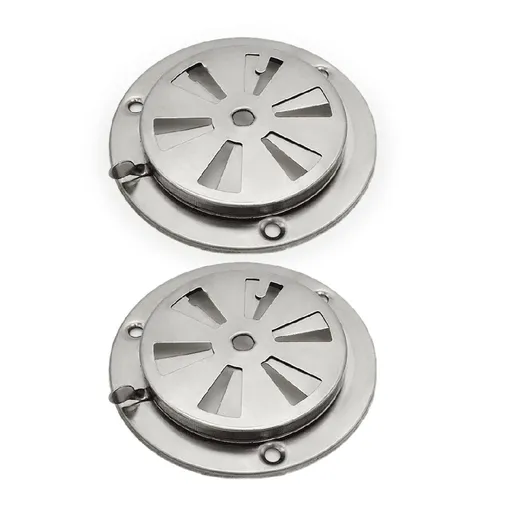BBQ Smoker Air Vent Set of 2 - 3.7 inch/95mm Stainless Steel BBQ Air Vent Damper Pinwheel Grill Vent Exhaust Vent Stove Air Vent Damper Thermostat Air Vent Replacement Parts, Silver