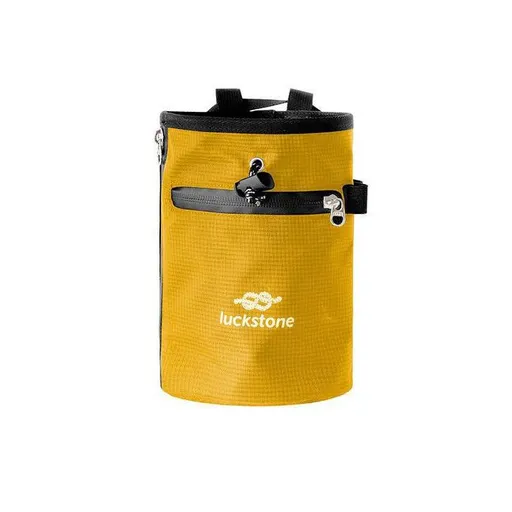 Climbing Chalk Bag - Yellow Chalk Pouch with Adjustable Waist Belt, Storage Pocket and Fleece Lining for Rock Climbing, Bouldering, Weightlifting and Gym Training