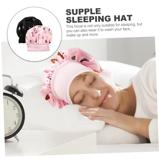 2Pcs Womens hat Ladies Hats Satin Hair Bonnet Satin Bonnet for Long Hair Bonnet for Curly Hair Women Hair Bonnet Supple Bonnet