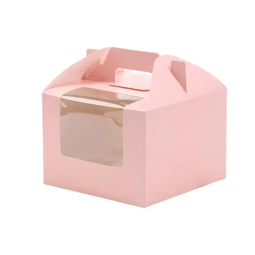 25pcs Portable Cupcake Packaging Box with Transparent Window for Easy Opening - Pink-4Cup