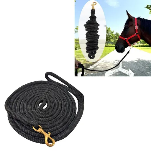 Horse Lead Rope Double Braided Nylon 1/2 Inch X 15ft Soft Comfort Grip Quick Halter Attachment
