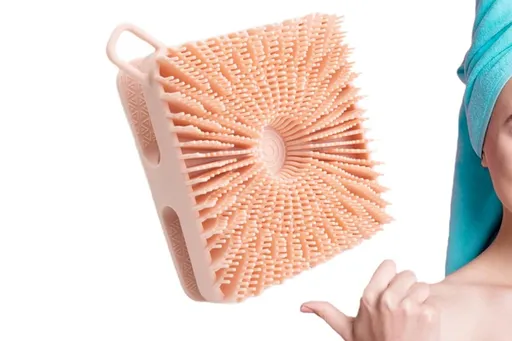Dual Sided 2 In 1 Silicone Body Shower Scrubber Body Brush Buffer Scrubber - Pink