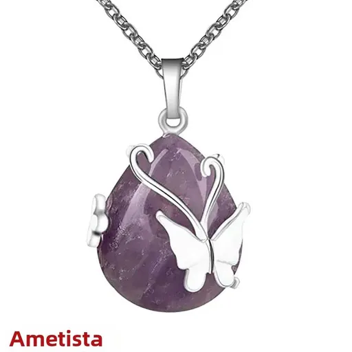 Vintage Butoid Pendant Necklace with Pink Agate, Amethyst, and Opalite Gemstones for Balance and Healing, Bohemian Style, Unisex