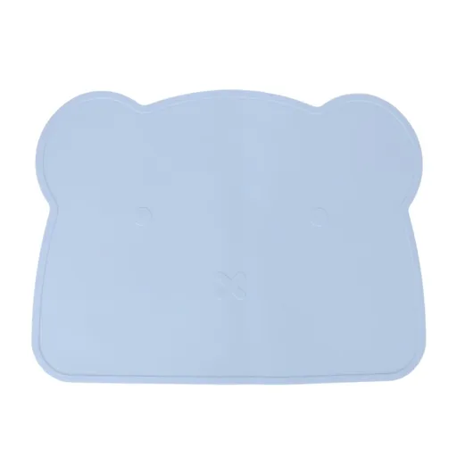 Silicone Placemat Thicken Heat Insulation Anti Slip Soft Elastic Silicone Bear Placemat for Home Hotel Restaurant Blue