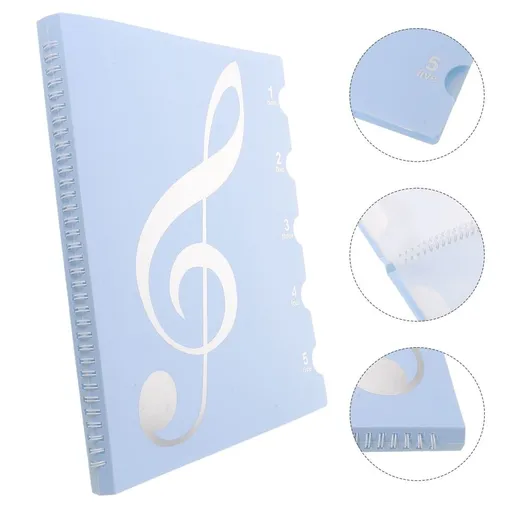 4-Sheet Sky Score Binder for Piano with Double-Sided Writable Index for Easy Sheet Music Organization
