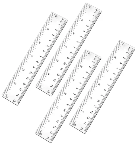 4Pcs 6 Inch Ruler, Plastic Clear Ruler 6 inch Small Rulers for Drawing & Underlining, Short Transparent Straight Measuring Tool Ideal for Journaling School Work, Easy to Use