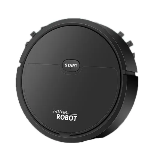 Robot Vacuum Cleaner USB Smart 3 In 1 Suction Sweeping Mopping Function Automatic Vacuum Cleaner for Small Apartments Black
