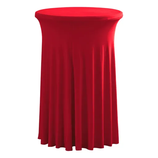 Round polyester Cocktail Tablecloth with Skirt, Elastic Fitted Highboy Bar Table Cloth 1 Pack, High Top Circular Base Adjustable Pub Table Cover for Wedding Party Banquet-Red（60*110cm）